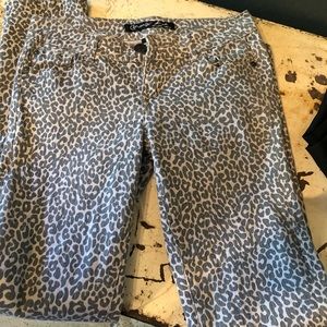 White and grey cheetah jeans